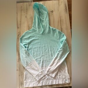 Light Aqua Ombre Hooded Women's Sweater